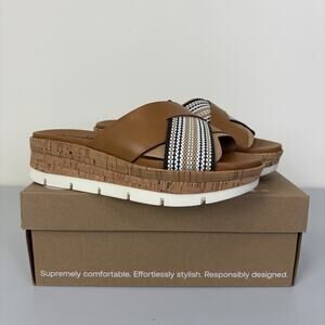 Earth Women's Leather Platform Woven Crossband Slide Sandals‎ Finale 8M NIB